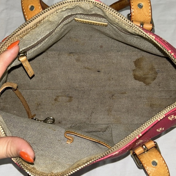 Dooney & Bourke Vintage Dome Berry Pebble Leather Satchel Bag Top Zip - Picture 12 of 12